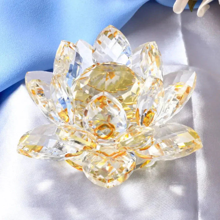 Kristall Lotus bloem Figur Woonkamer Trouwen Decoratie Glas Kunst Verzameling Papiergewicht Kantoor Tafel Ornamenten Souvenir Cadeaus