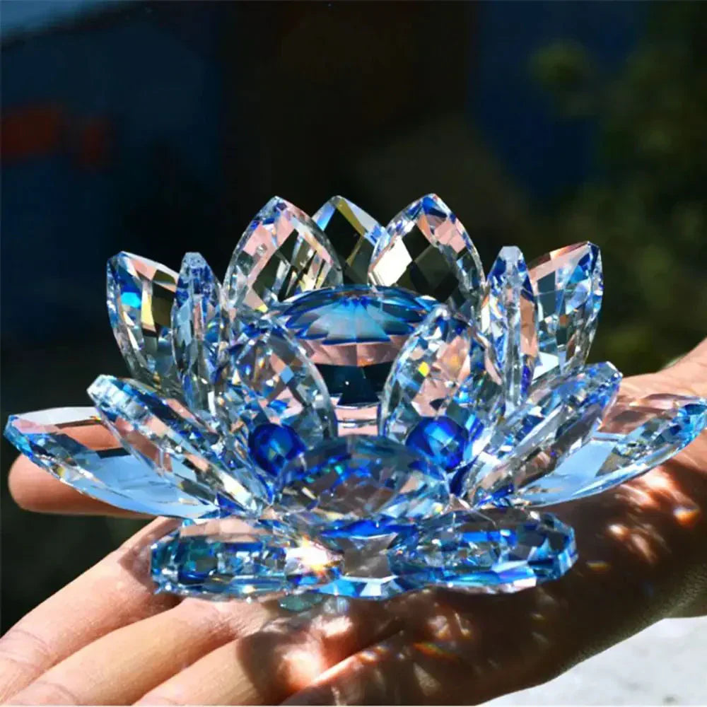Kristall Lotus bloem Figur Woonkamer Trouwen Decoratie Glas Kunst Verzameling Papiergewicht Kantoor Tafel Ornamenten Souvenir Cadeaus