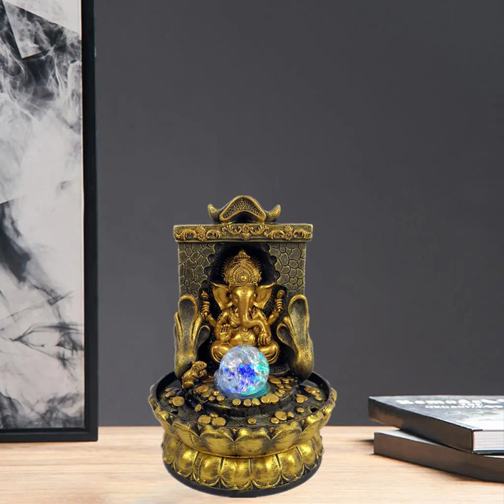 Een adembenemend Ganesha-beeld met LED binnenwaterelement