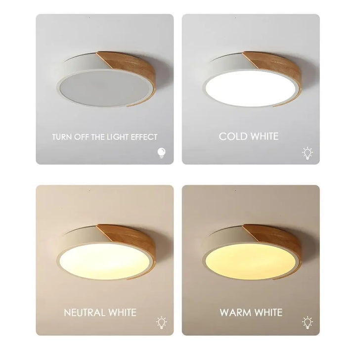 Moderne LED plafondlamp - Ultra-dunne houten verlichting met afstandsbediening voor woonkamer, balkon en woondecoratie