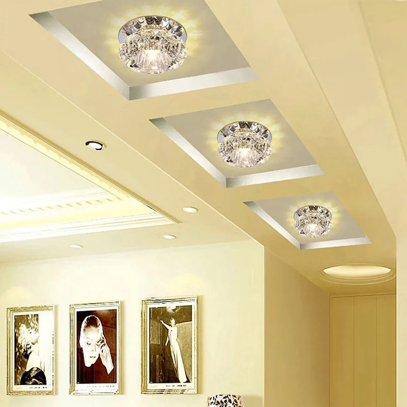 Moderne LED Kristal Plafondlamp – Mini ronde Hanglamp voor woonkamer, keuken, gang en corridor (AC85-265V, 6000K wit & 3200K warmwit)