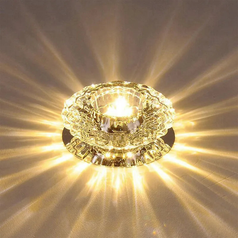 Moderne LED Kristal Plafondlamp – Mini ronde Hanglamp voor woonkamer, keuken, gang en corridor (AC85-265V, 6000K wit & 3200K warmwit)
