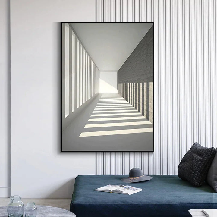 Minimalistische abstracte architectonische wandkunst Fijne kunst canvasprints Posters afbeeldingen voor moderne woonappartement woonkamer kantoor decor