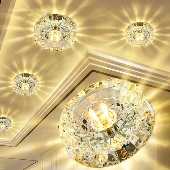 Moderne LED Kristal Plafondlamp – Mini ronde Hanglamp voor woonkamer, keuken, gang en corridor (AC85-265V, 6000K wit & 3200K warmwit)