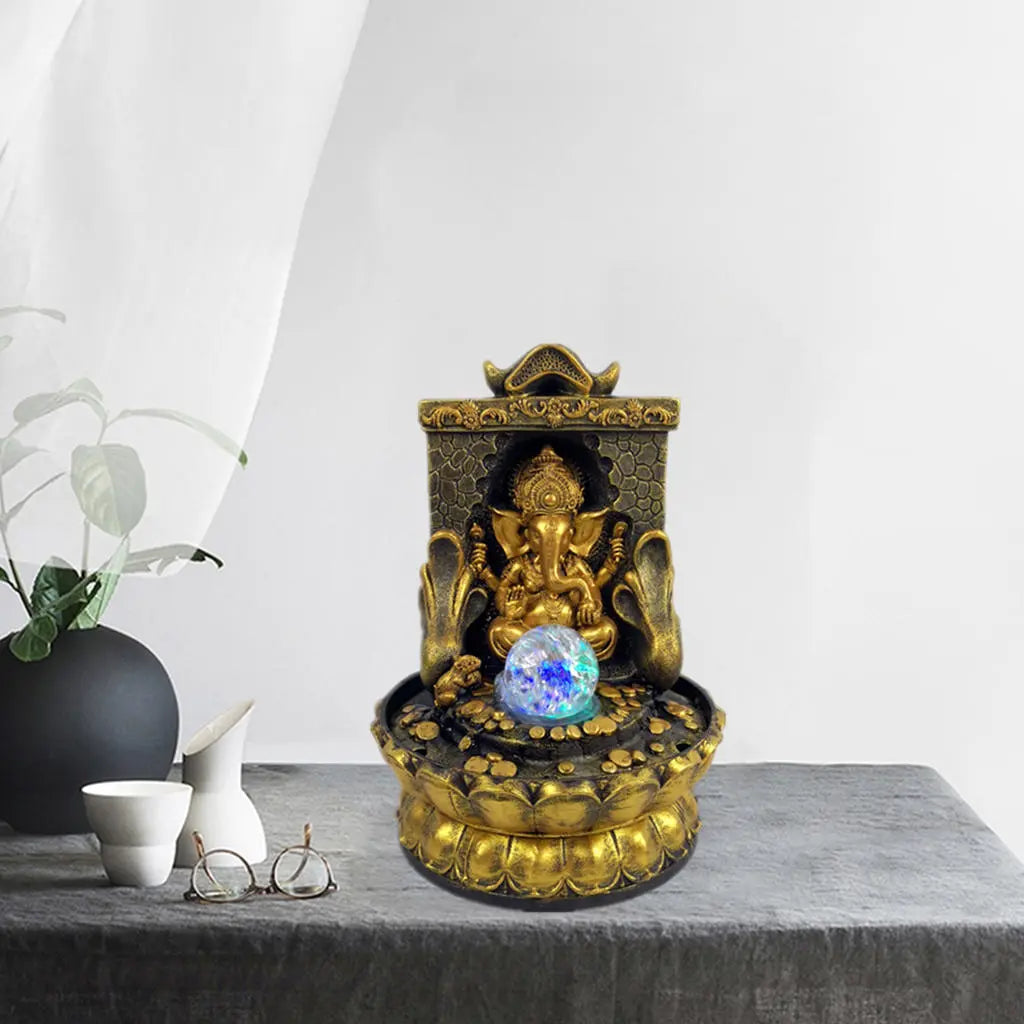 Een adembenemend Ganesha-beeld met LED binnenwaterelement