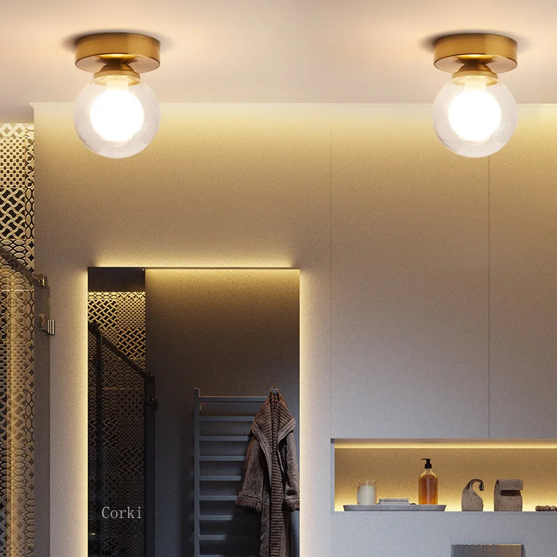 Moderne Nordic plafondlamp – Ronde glazen bol licht voor slaapkamer, eetkamer en gang