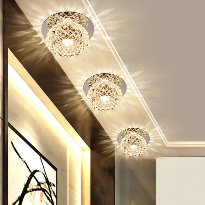 Moderne LED Kristal Plafondlamp – Mini ronde Hanglamp voor woonkamer, keuken, gang en corridor (AC85-265V, 6000K wit & 3200K warmwit)