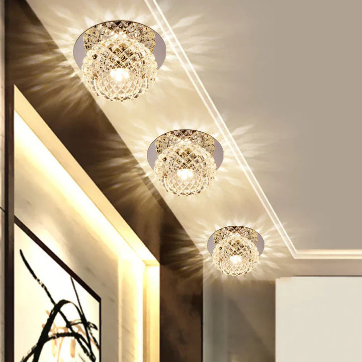 Moderne LED Kristal Plafondlamp – Mini ronde Hanglamp voor woonkamer, keuken, gang en corridor (AC85-265V, 6000K wit & 3200K warmwit)