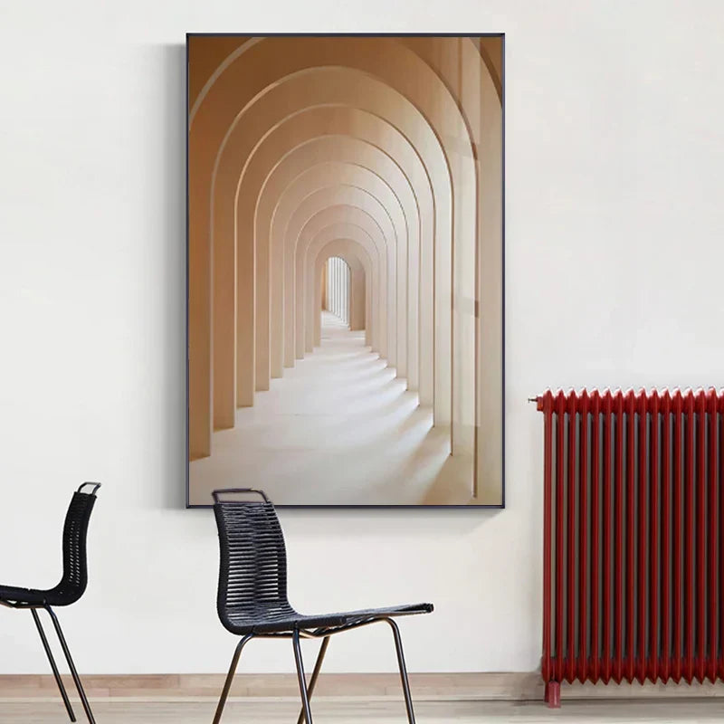 Minimalistische abstracte architectonische wandkunst Fijne kunst canvasprints Posters afbeeldingen voor moderne woonappartement woonkamer kantoor decor