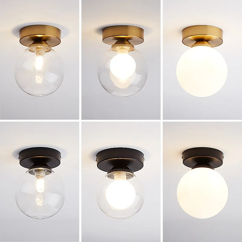 Moderne Nordic plafondlamp – Ronde glazen bol licht voor slaapkamer, eetkamer en gang