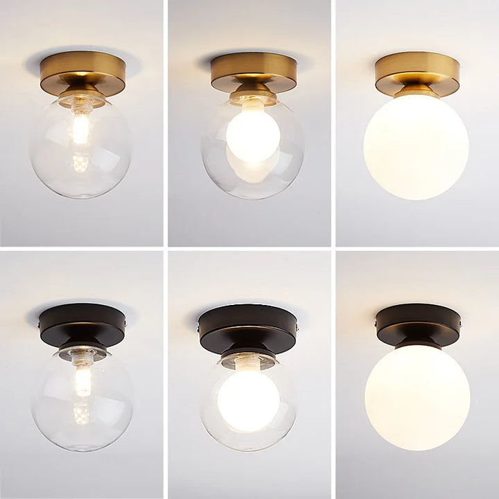Moderne Nordic plafondlamp – Ronde glazen bol licht voor slaapkamer, eetkamer en gang