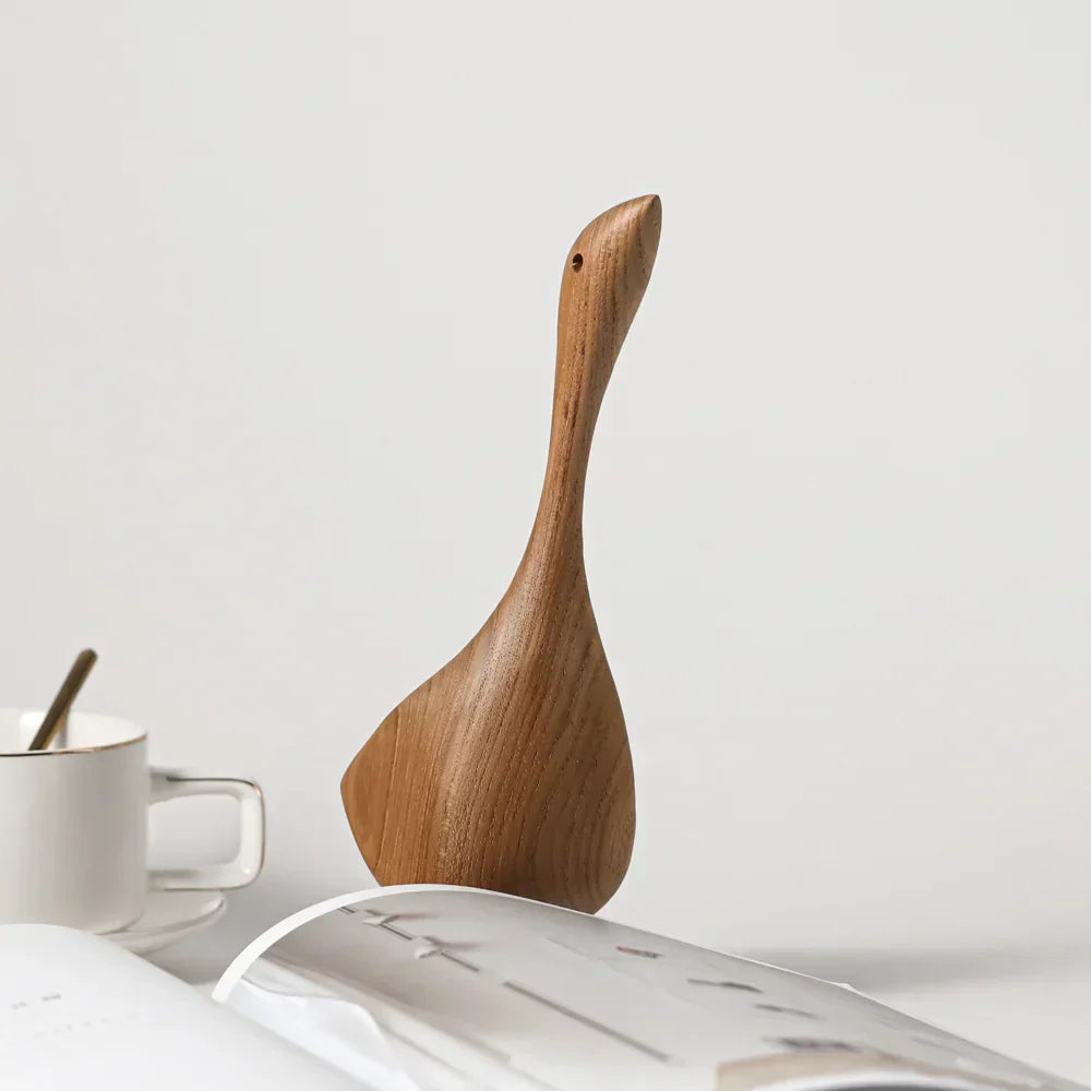 Nordic Wood Goose Figuren Abstract Teakhout Sculptuur Koppels Figuren Natuurlijke Dier Ornamenten voor Huisdecoratie