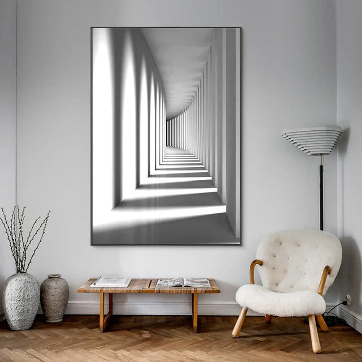 Minimalistische abstracte architectonische wandkunst Fijne kunst canvasprints Posters afbeeldingen voor moderne woonappartement woonkamer kantoor decor