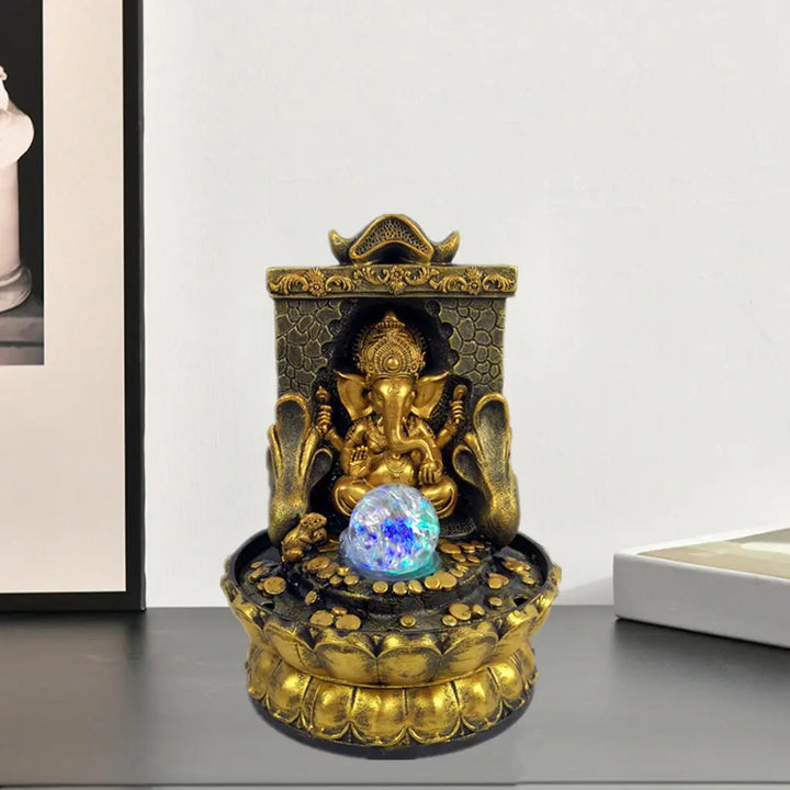 Een adembenemend Ganesha-beeld met LED binnenwaterelement