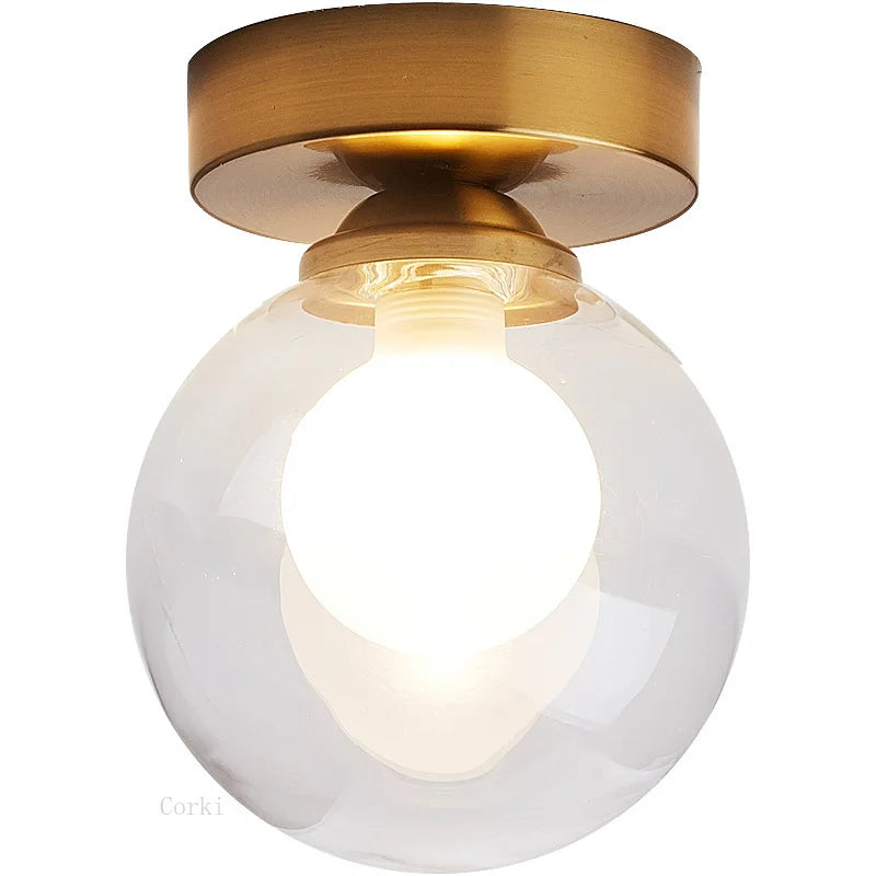 Moderne Nordic plafondlamp – Ronde glazen bol licht voor slaapkamer, eetkamer en gang