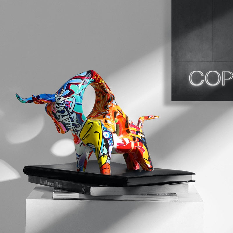 Art Kleurrijke Bull Sculptuur