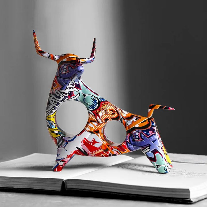 Art Kleurrijke Bull Sculptuur