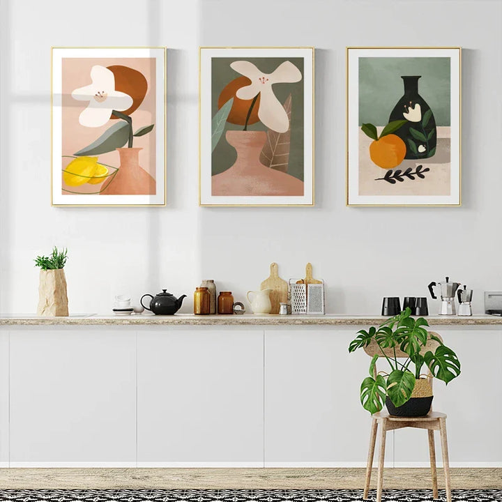 Moderner abstracte florale vaas stilleven wandkunst kunstdrukken kleurrijke beelden voor woonkamer eetkamer keukenkunst decor
