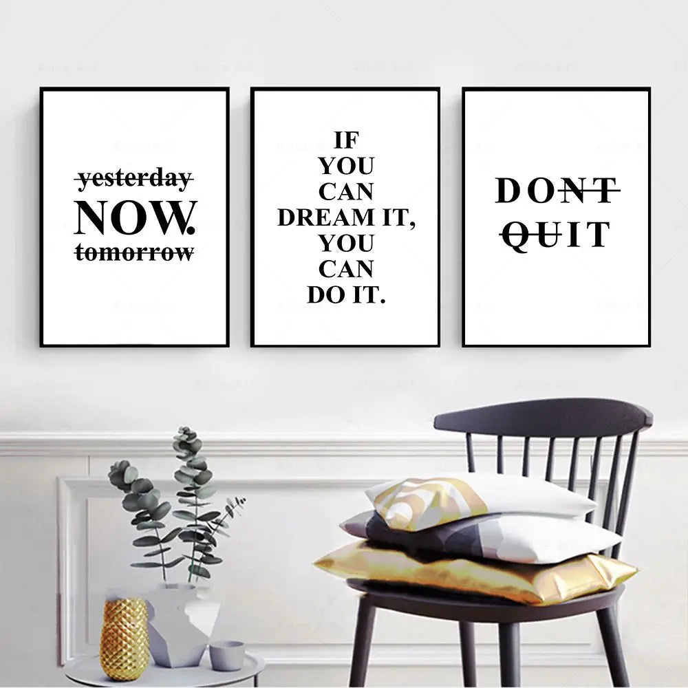 Motiverende Woorden Muurkunst Fine Art Canvasprints Zwart & Wit Inspirerende Citaten Posters Voor Woonkamer Slaapkamer Kantoor Kunstdecoratie