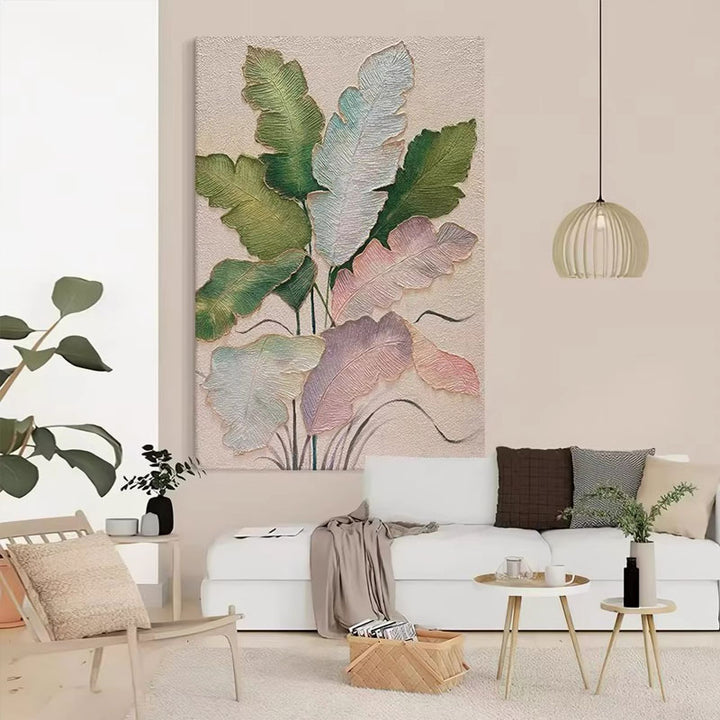 Textured Botanische Blad Canvas Kunst