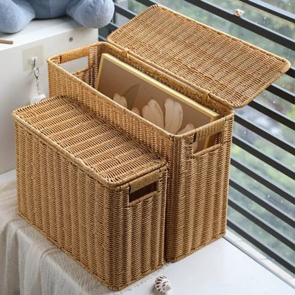 Decoratieve rieten opbergdoos