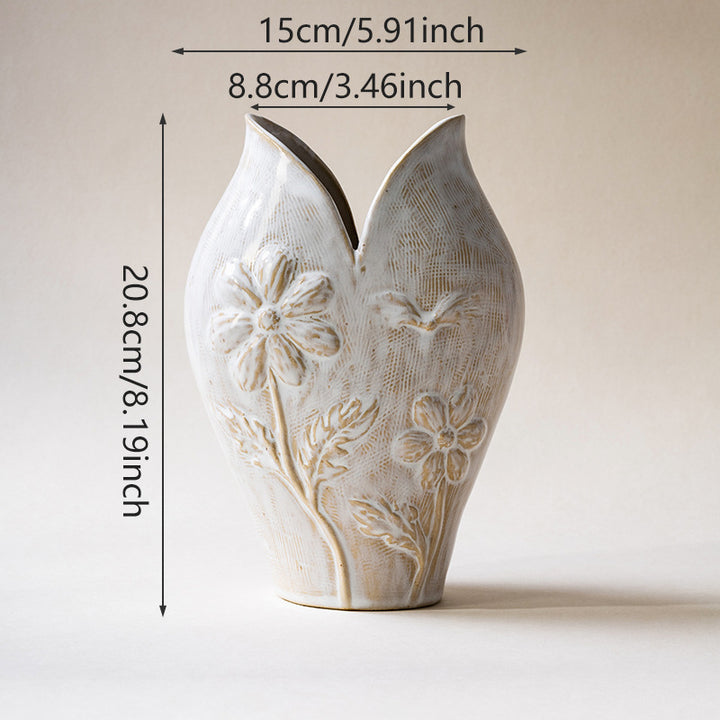 Handgemaakte Textuur Aardewerk Bloem Relief Bud Vaasje