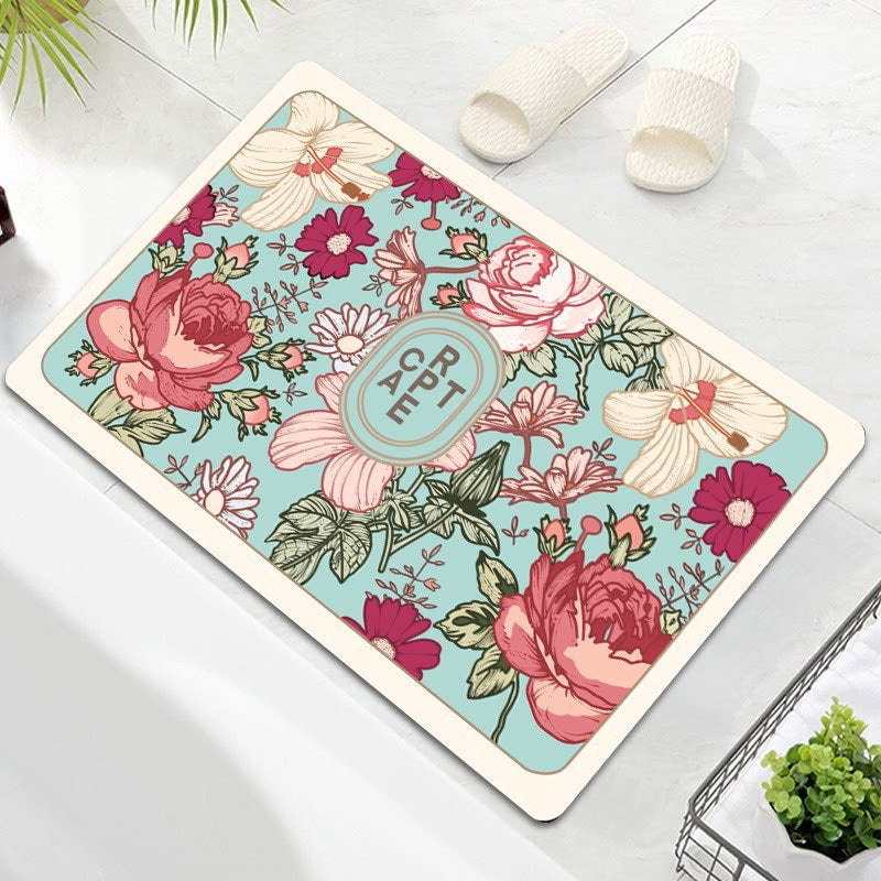 Ovale Bloemenpatroon Badmat