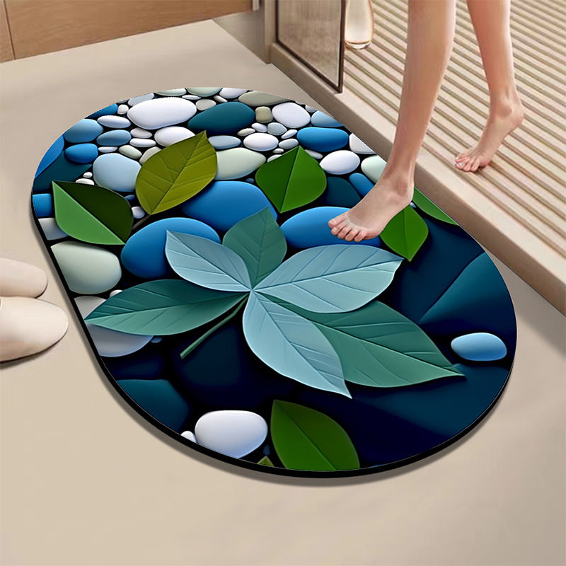 Artistieke Blad en Steen-Thema Badmat