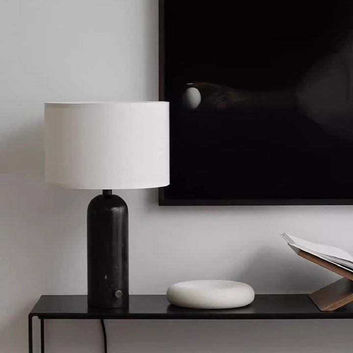 Contemporary Marmeren Tafel Lamp met Zachte Linnen Schaduw
