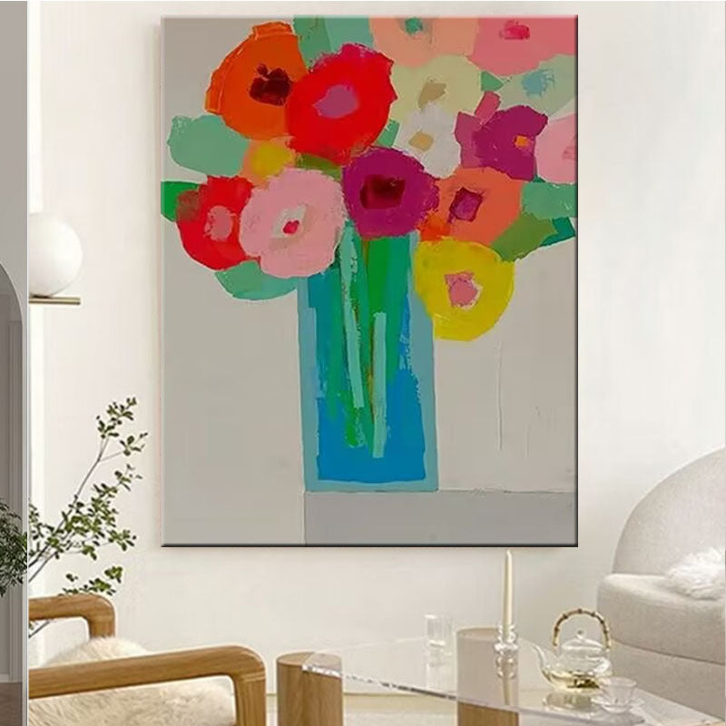 Kleurrijke Bloemrijke Canvas Kunst
