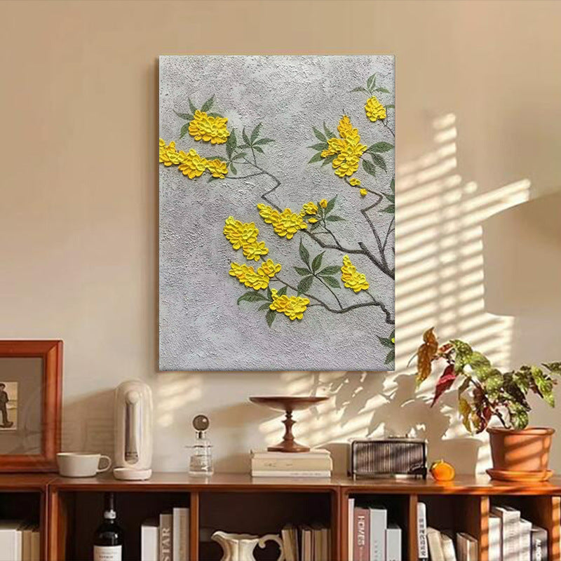 Florale reliëf canvas kunstwerk