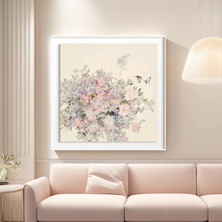 Abstracte Bloemrijke Kunst Canvas