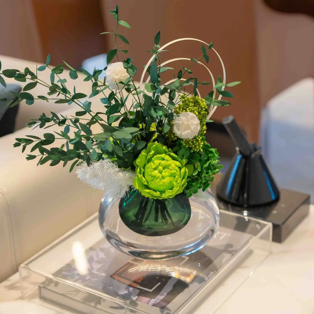 Levensechte Bloemenarrangement met Glazen Vaasje