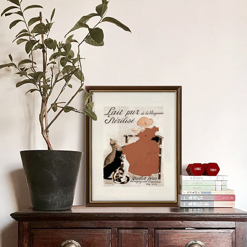 Vintage Gekaderde Kat-thema Kunstwerken