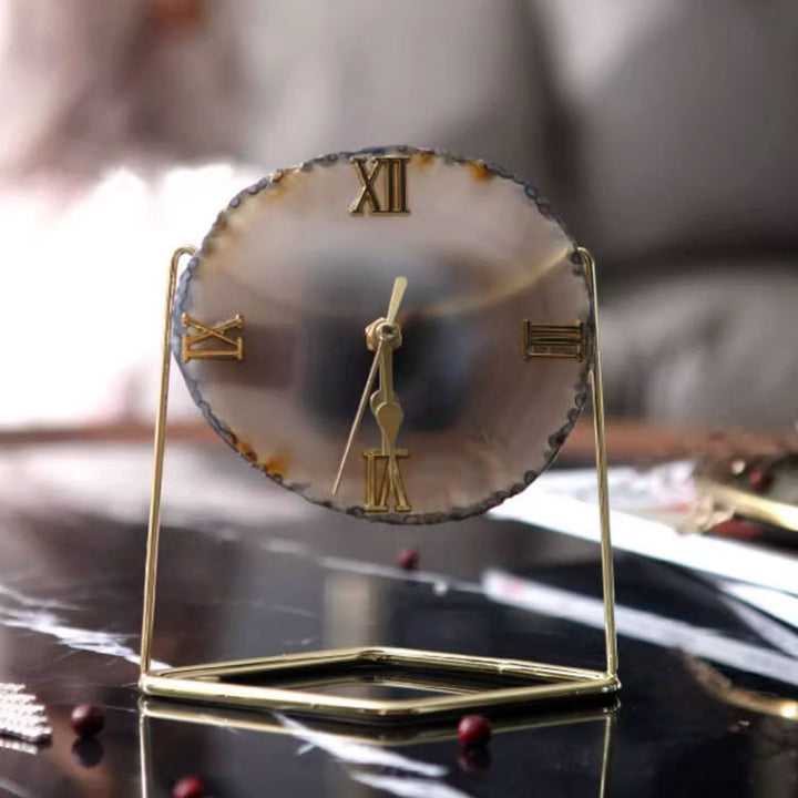 Elegante Agaat Steen Decoratieve Tafelklok
