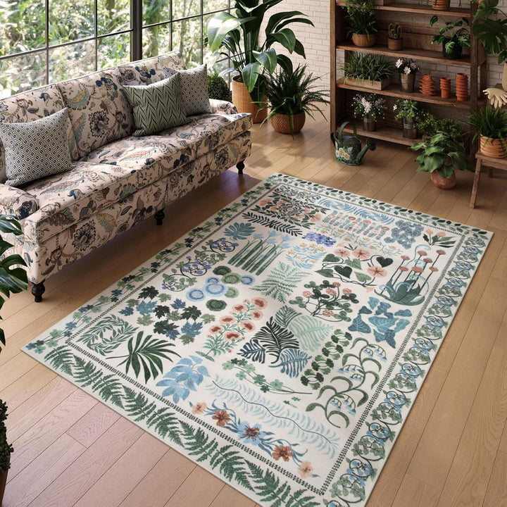 Botanisch Patroon Vloerkleed voor Natuurlijke Huisdecoratie