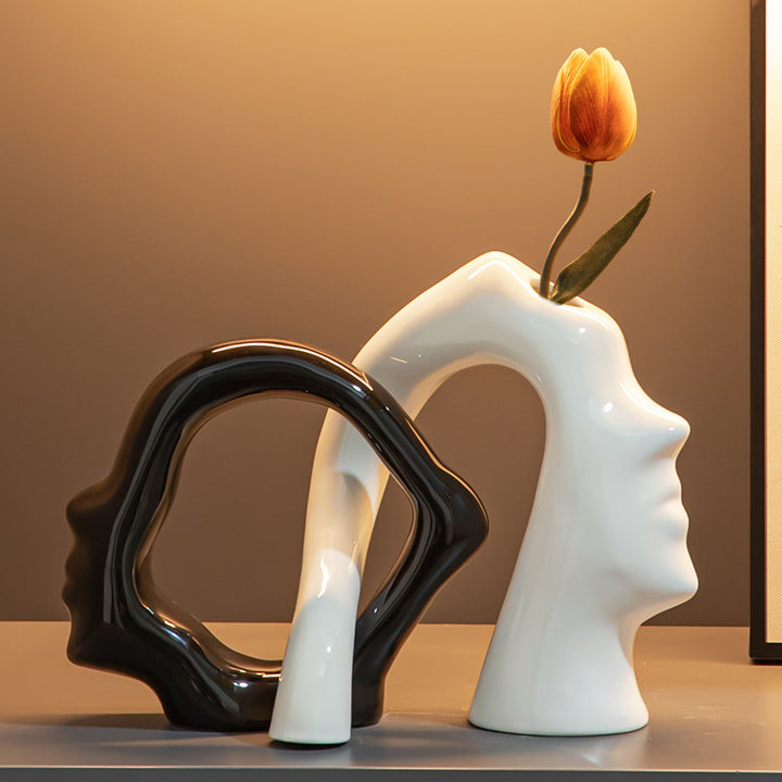 Artistieke Bloemvaas in de Vorm van een Gezicht voor Thuisdecoratie
