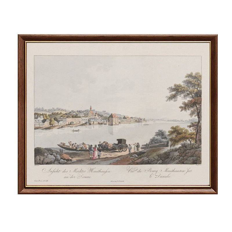 Vintage Landschap Ingeregeld Afdruk