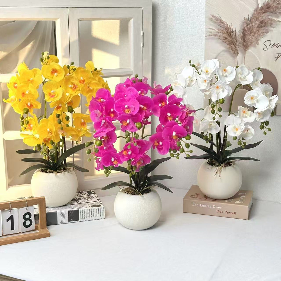 Elegante Kunstmatige Gele Orchidee Arrangement voor Huisdecoratie