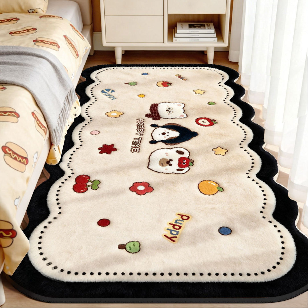 Pluche Speelse Bunny en Paddenstoel Vloerkleed