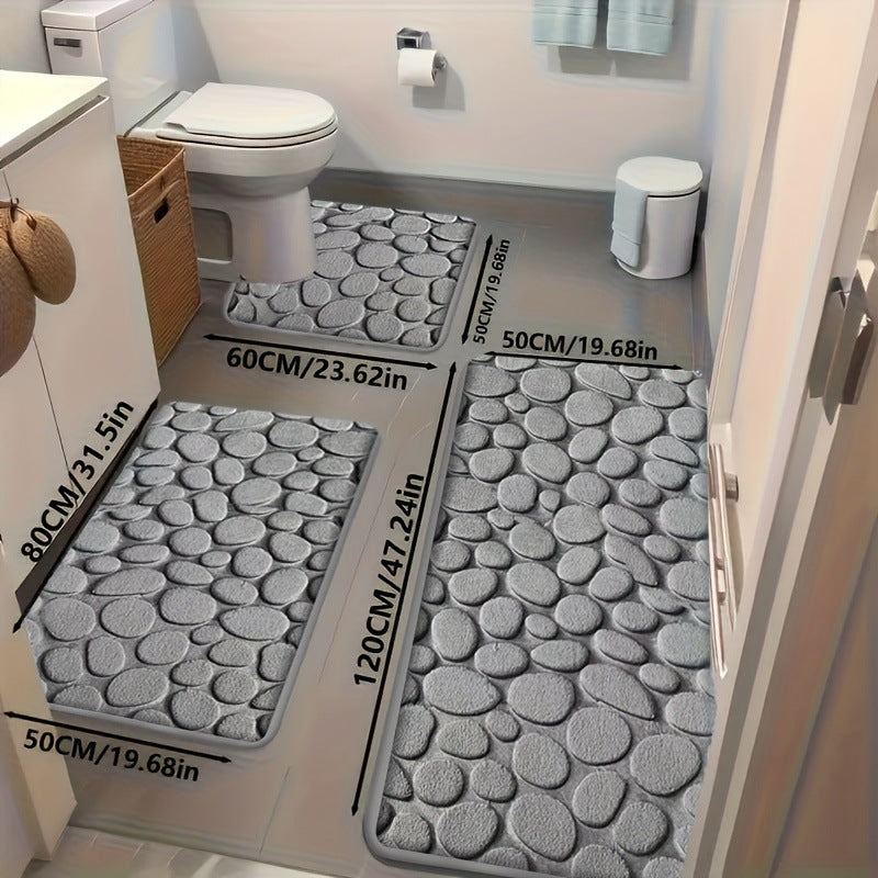 Textured Stone Design Badmat Set