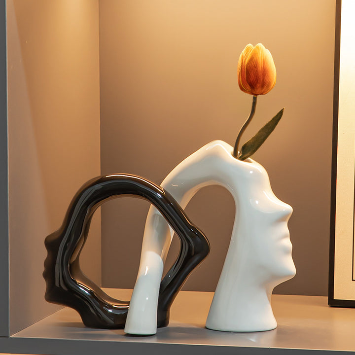 Artistieke Bloemvaas in de Vorm van een Gezicht voor Thuisdecoratie