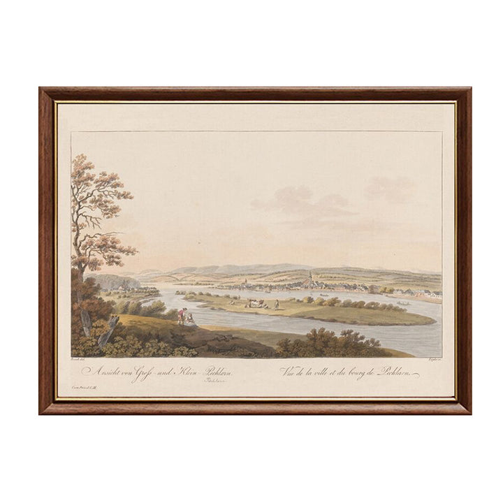 Vintage Landschap Ingeregeld Afdruk