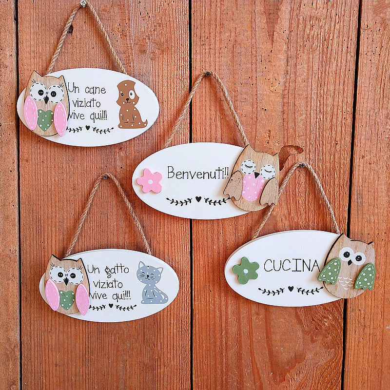 Schattig Uil Welkom Bord