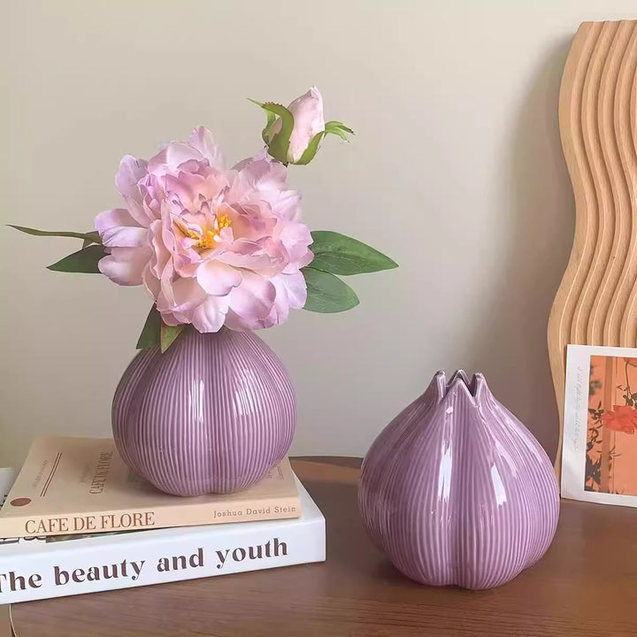 Decoratieve Ribbel Keramische Kunstvaas