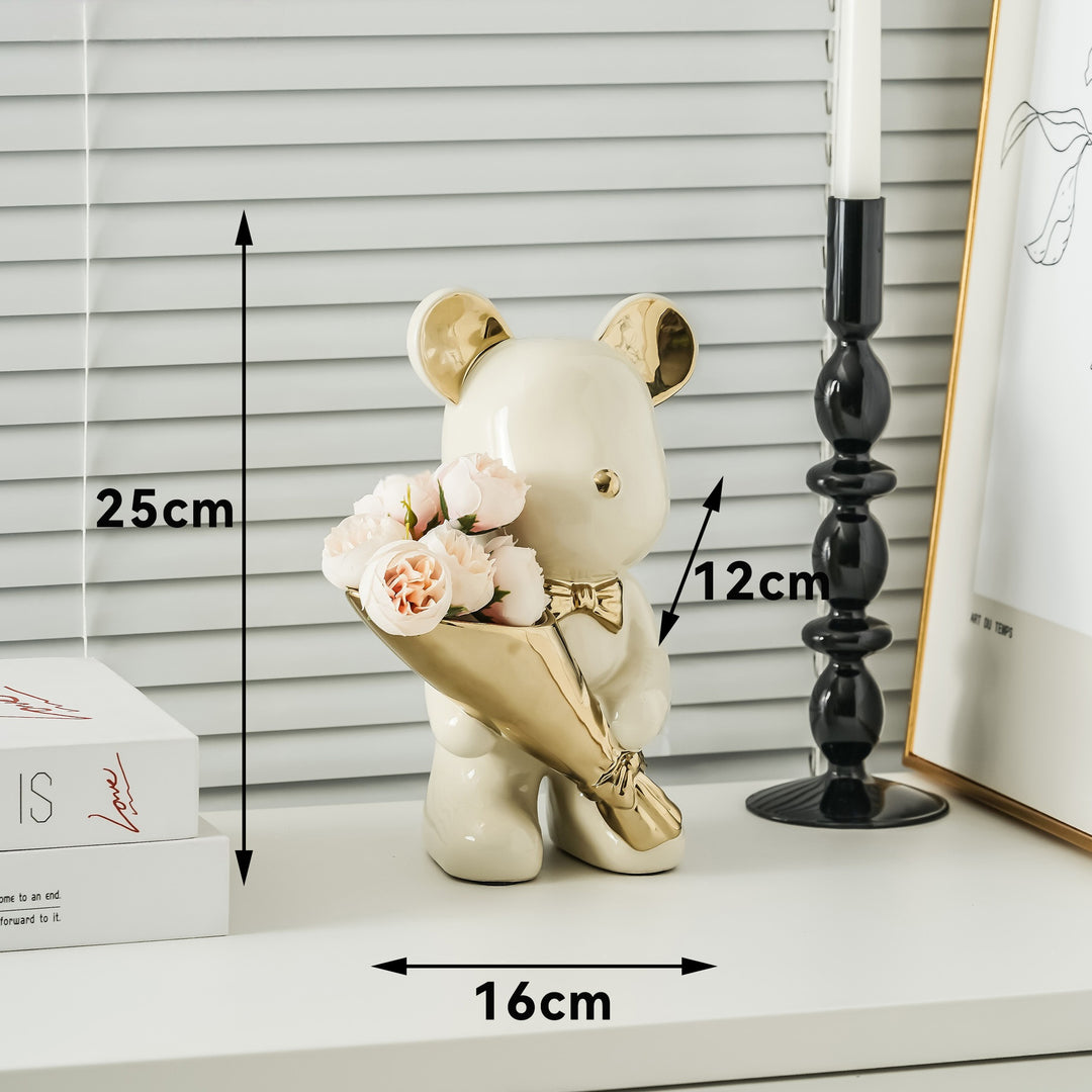 Decoratieve Berenfiguur met Bloemenboeket voor Thuis