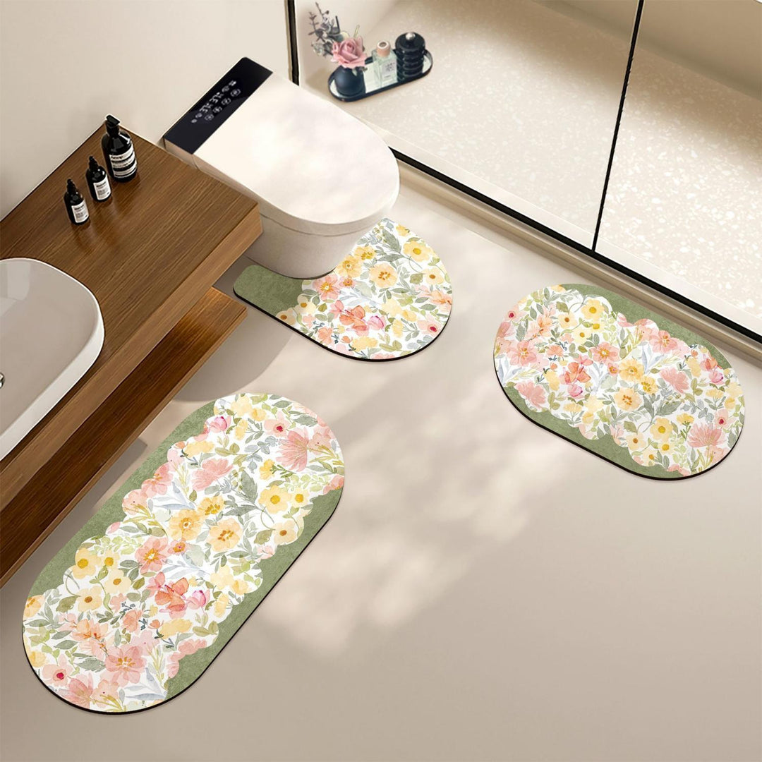 Decoratieve Bloemige Badmat Set