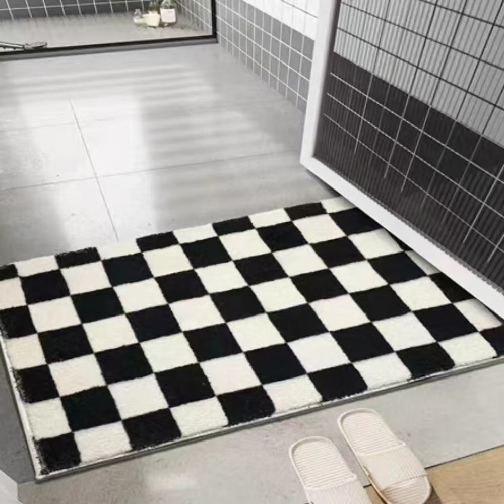 Gekleed met een schaakbordpatroon badmat