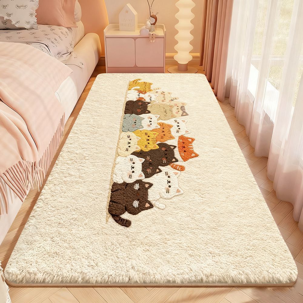 Speelse Kat-Thema Pluche Vloerkleed