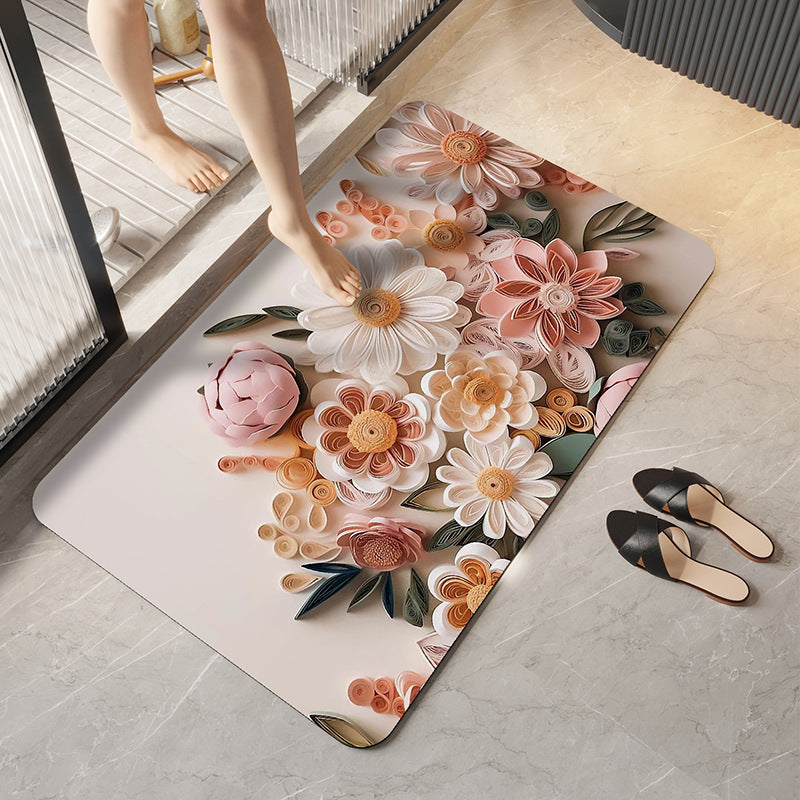Decoratieve Bloemige Badkamermat